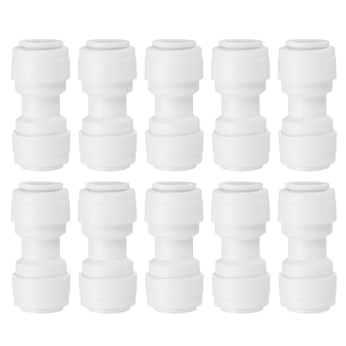 PATIKIL Wasserfilter Gerader Verbinder 3/8" OD auf 3/8" OD, 10 Stück Schnellanschluss-Rohrverschraubungen für RO/DI Umkehrosmose-Wasserfilter Reinigungssystem, Weiß von PATIKIL