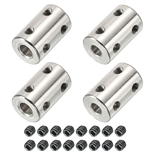 PATIKIL Welle Kupplung Anschluss L22xD14 5mm bis 6mm Bohrung Starre Kupplung Edelstahl Welle Gelenk mit Schraube für 3D Drucker Silber 4Pack von PATIKIL