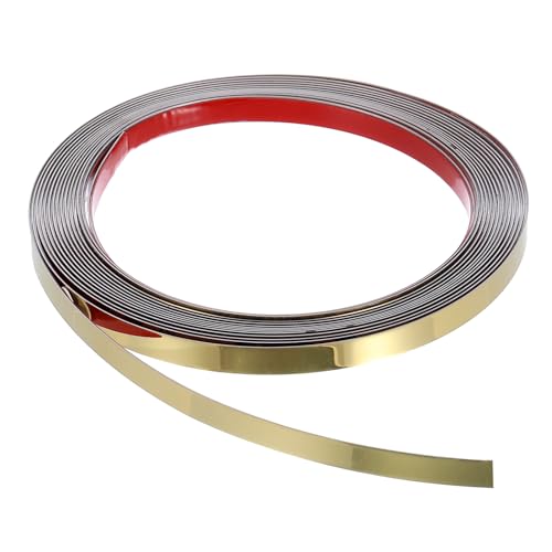 PATIKIL Zierleiste Edelstahl, 5m(L) x 8mm(B) Wandleiste Selbstklebend Metallband Dekorative für Kamin, Spiegelrahmen, Möbel und Heimdekoration,Spiegel Gold von PATIKIL