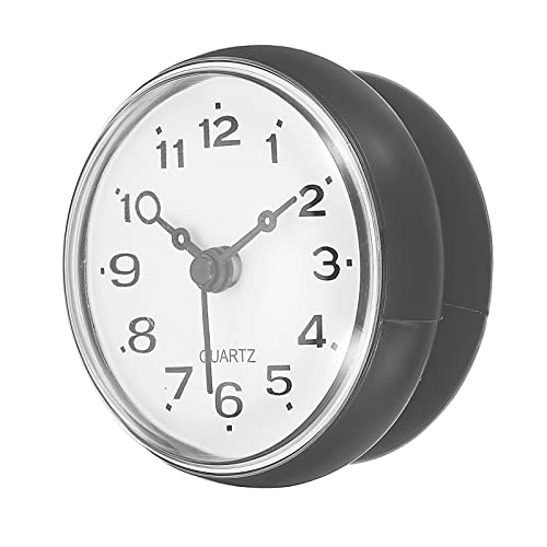 PATIKIL wasserdicht Badzimmer Uhr Mini runde Wanduhr mit Saugnapf für Dusche Küche Haus Büro Dekoration dunkelgrau von PATIKIL