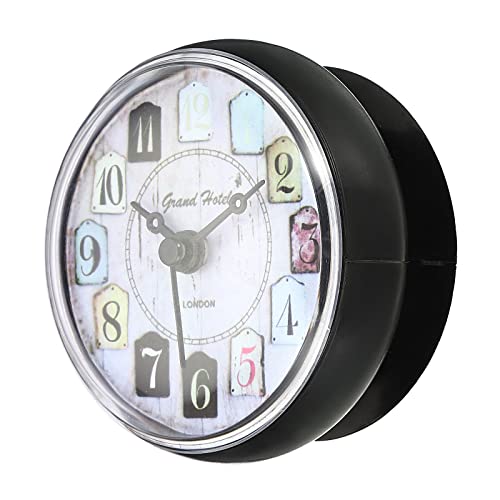 PATIKIL wasserdicht Dusche Uhr Mini niedlich Spiegel Wanduhr mit Saugnapf für Badzimmer Küche Haus Dekoration schwarz von PATIKIL