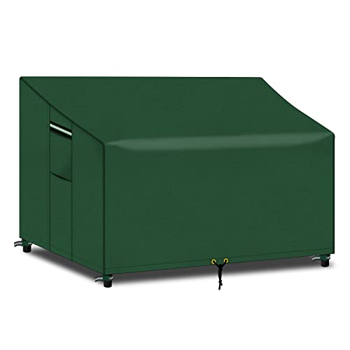 PATIO PLUS 3 Sitzer Gartenbank Abdeckung wasserdicht mit Air Vent 163x66x63/89cm für Gartenbank reißfest 600D Oxford (Grün) von PATIO PLUS