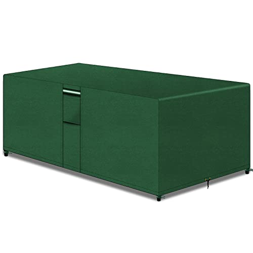 PATIO PLUS Rechteckige Gartenmöbel Set Abdeckungen mit Air Vent, 600D Oxford Fabric Heavy Duty Patio Set Tischabdeckung für Outdoor Garten Stuhl und Tisch, Wasserdicht, Winddicht, grün 200x160x71cm von PATIO PLUS