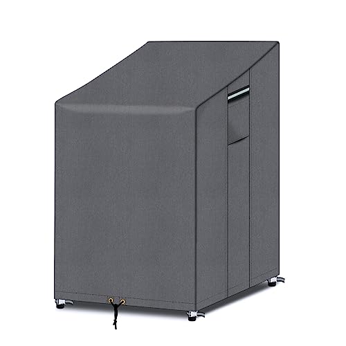 PATIO PLUS Garten Stapelstuhl Abdeckung, wasserdicht Anti-UV 600D Oxford Stoff Liegestuhl Abdeckung 65x65x80/120cm von PATIO PLUS