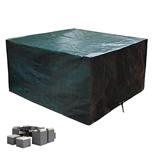 PATIO PLUS Gartenmöbel Abdeckungen, Patio Cube Möbel Set Abdeckung wasserdicht, Patio quadratischen Tisch Abdeckungen, Outdoor Rattan Möbel Abdeckung winddicht, Anti-UV, 135x135x71cm Grün von PATIO PLUS