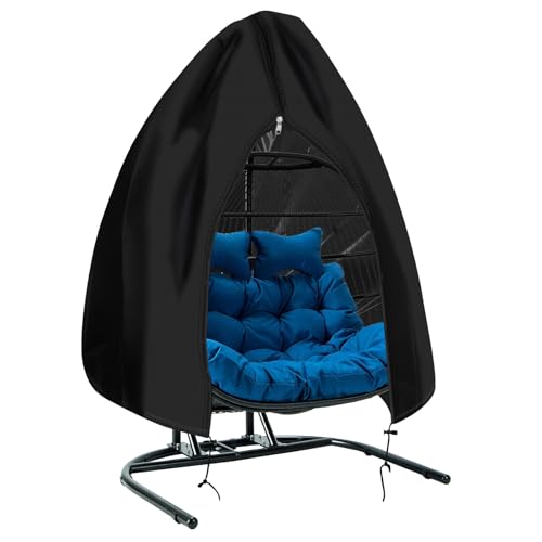 PATIO PLUS Outdoor-Doppelsitz-Hängesesselbezug mit Reißverschluss, strapazierfähig, 420D Eierschaukelstuhl-Abdeckung, wasserdicht, winddicht, 200 x 230 cm, Schwarz PATIO PLUS Outdoor-Doppelsitz-Hängesesselbezug mit Reißverschluss, strapazierfähig, 420D Eierschaukelstuhl-Abdeckung, wasserdicht, winddicht, 200 x 230 cm, Schwarz von PATIO PLUS
