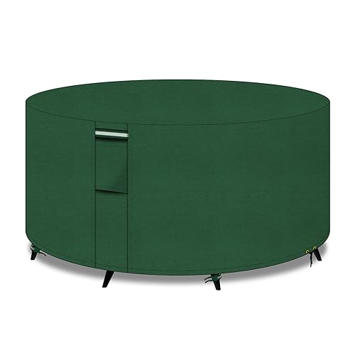 PATIO PLUS Robuste Gartentischabdeckungen, rund, mit Lüftungsschlitzen, 600D-Oxford-Gewebe, runde Terrassentischabdeckung, Gartenmöbel-Set, wasserdicht, winddicht, UV-Schutz, 230 x 90 cm, Grün PATIO PLUS Robuste Gartentischabdeckungen, rund, mit Lüftungsschlitzen, 600D-Oxford-Gewebe, runde Terrassentischabdeckung, Gartenmöbel-Set, wasserdicht, winddicht, UV-Schutz, 230 x 90 cm, Grün von PATIO PLUS