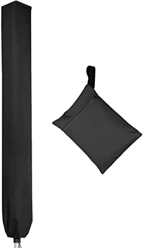 PATIO PLUS Schutzhülle für Wäschespinne, Wasserdicht Schutzhülle für Ampelschirme mit hochdichter Oxford PVC-Beschichtung mit Reißverschluss 600D, Schwarz 16x16x180cm von PATIO PLUS