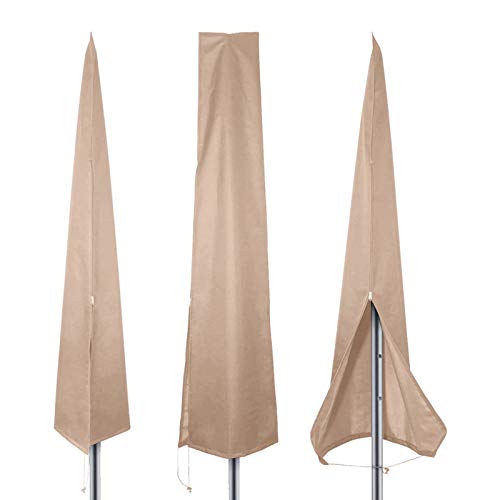 PATIO PLUS Sonnenschirm Schutzhülle, Schutzhülle 2 bis 3 M Große Sonnenschirm Abdeckung Wetterfeste UV-Anti Winddicht und Schneesicher Outdoor für Ampelschirm, Khaki 190x25/50cm von PATIO PLUS