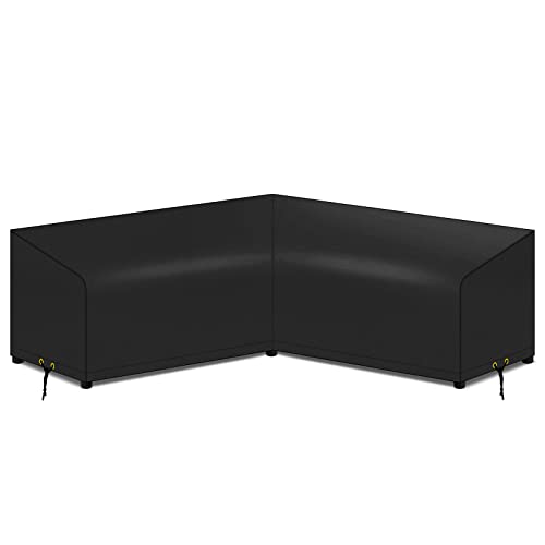 PATIO PLUS V-Form Garten Sofa Abdeckung Wasserdicht, Winddicht, Anti-UV, 420D Oxford Stoff Outdoor Rattan Ecke Sofa Abdeckung, 215x215x85x64/78cm von PATIO PLUS