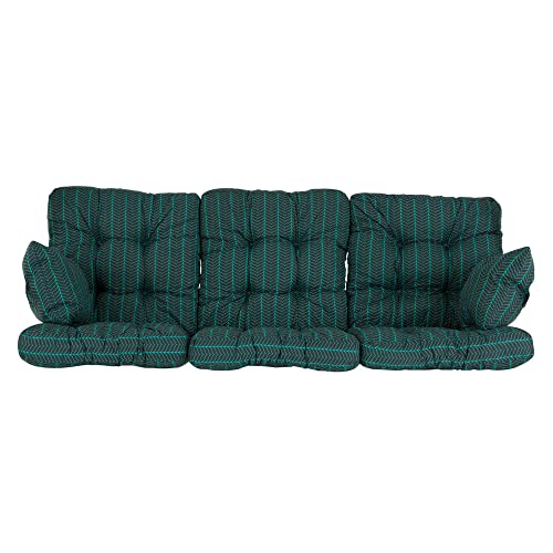 PATIO Auflagen und Kissen Set für 3-Sitzer Hollywoodschaukel Celebes Schaukelauflagen 3 Stück 110 x 56 x 12 cm gesteppt Armlehnkissen 2 Stück 30 x 40 x 15 cm Polster geometrisches Muster grün von PATIO