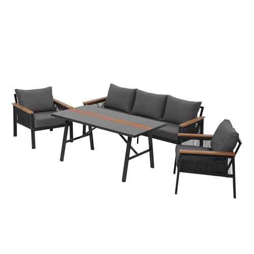 PATIO Gartenmöbel Set Sitzgruppe 4-TLG. Ada Gartensofa 3 Sitzer Sesseln Gartentisch Alu Gestell leicht Design Möbel von PATIO