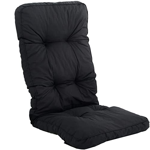 PATIO Hochlehner Auflage Royal/Lena 124 x 48 cm Sitzauflage schwarz gesteppt Taschen zur Befestigung für Gestell bis 45 cm breit mit Ø 18 mm Rohrdicke von PATIO