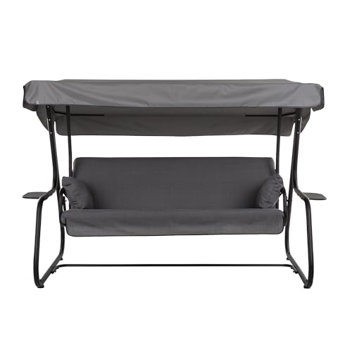 PATIO Hollywoodschaukel 3 Sitzer mit Liegefunktion Vita Black Edition mit Auflagen Sonnendach Seitentische von PATIO