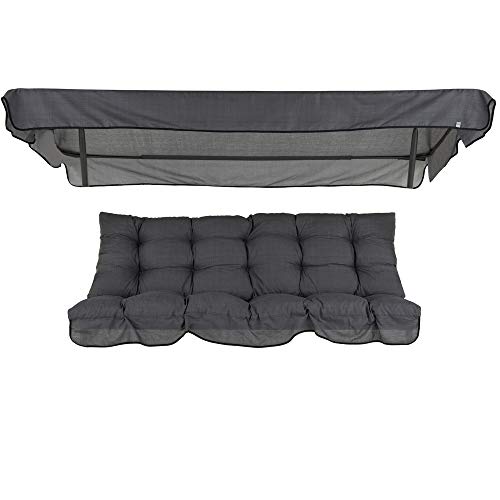 PATIO Hollywoodschaukel Auflage 170x50 Bankauflage grau Sitzkissen Outdoor gesteppt mit Sonnendach Milano von PATIO