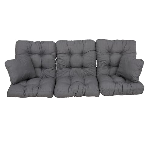PATIO Hollywoodschaukel Auflage 3 teilig Celebes für Sitzfläche 170 cm Gartenbank Polster Dekokissen gesteppt grau von PATIO