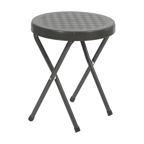 PATIO Klapphocker Garten Hocker Rund Klappbar 29 x 29 x 36 cm Stahl Gestell Sitz Kunststoff anthrazit von PATIO