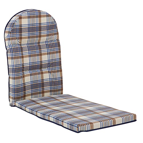 PATIO Liegenauflage Galaxy Plus 162 x 49 x 4/8 cm Liegestuhlauflage Stuhlauflage Sesselauflage Klappsessel Gartenmöbel Hochlehner profilierte ovale Kopfstütze kariert braun blau von PATIO
