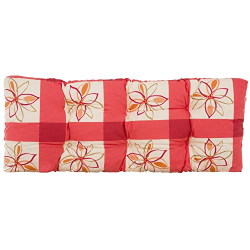 PATIO Sitzkissen Dafni 1 Stück 120 x 40 x 12 cm Palettenkissen Bankauflage Sitzauflage Polster für Palettenmöbel Bänke Palettenpolster Blumen Kariert rot beige orange von PATIO