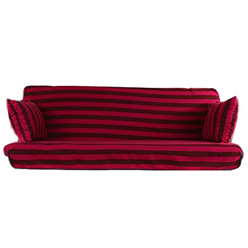 PATIO Sitzkissen Hollywoodschaukel 3 Sitzer Bankauflage rot Streifen Sitzkissen und Rückenlehne mit Reißverschluss verbunden 2 Armlehnen-Kissen Mallorca von PATIO