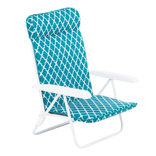 PATIO Strandstuhl klappbar bis 110 kg verstellbar mit Polster Hochlehner Campingstuhl 28 Positionen von PATIO