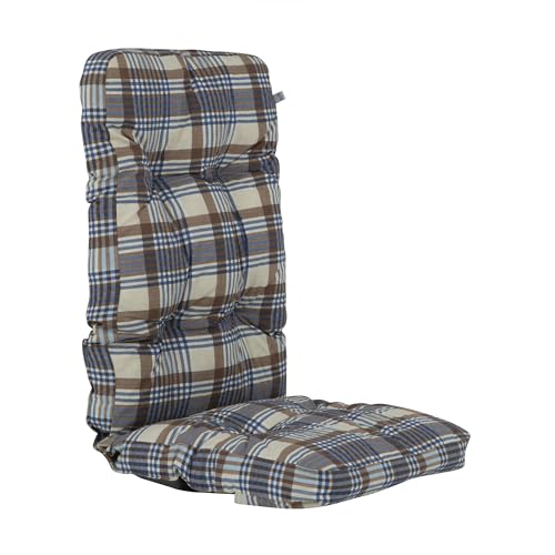 PATIO Stuhlauflage Hochlehner Cordoba 124 x 48 cm Sitzauflage kariert Taschen zur Befestigung für Gestell bis 45 cm breit mit Ø 18 mm Rohrdicke von PATIO