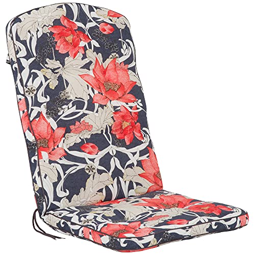 PATIO Stuhlauflage Hochlehner Saphir 111 x 48 cm Hochlehner Auflage Blumen mit Schnüren Band am Rücken von PATIO