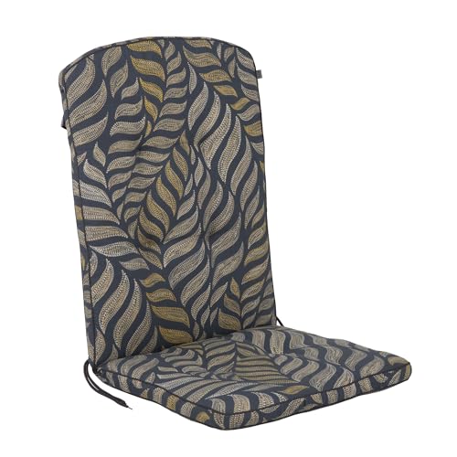 PATIO Stuhlauflage Hochlehner Saphir 111 x 48 cm Sitzpolster Pflanzenmuster mit Schnüren Band am Rücken von PATIO
