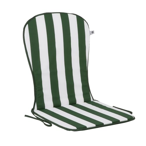 PATIO Stuhlauflage Niedriglehner 89 x 44 cm Gam Monoblock Auflage Stuhlkissen Streifen grün weiß Wendekissen mit Schnüren von PATIO