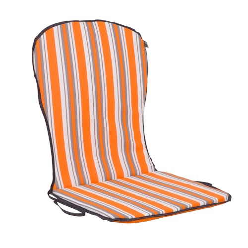 PATIO Stuhlauflage Niedriglehner 89 x 44 cm Gam Monoblock Auflage Stuhlkissen Streifen orange Wendekissen mit Schnüren von PATIO