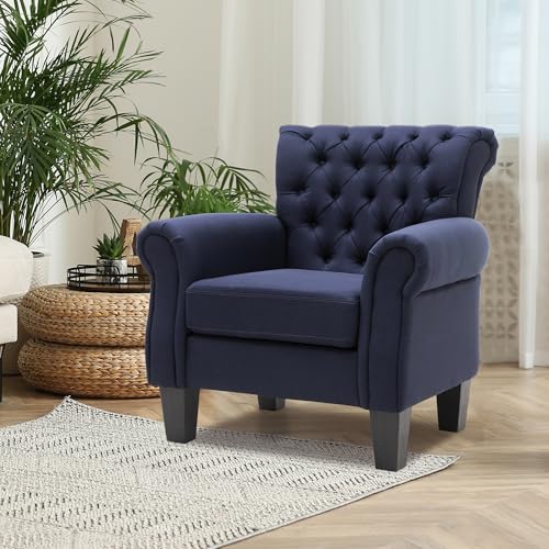PATIOHIT Americana Akzentstuhl Lesesessel Stoff Wohnzimmer Stühle für Schlafzimmer Home Office Einzelsofa (Marineblau) von PATIOHIT