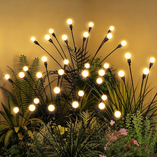 Solar Weihnachtsdekorationen, 40 LED Glühwürmchen Solar Weihnachtsbeleuchtung Außen Wasserdicht Gartenleuchten für Hof Veranda Terrasse Dekor (4 Pack) von PATIOPIA