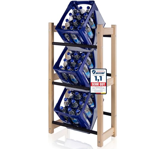 PATKAR® Getränkekistenregal 3 Kisten [EXTRA STABIL] - Getränkeregal Weinregal für Jede Kistensorte (Made in Europe) - Standfestes Kistenregal freistehend - Regal Getränkekisten aus hochwertigem Holz von PATKAR