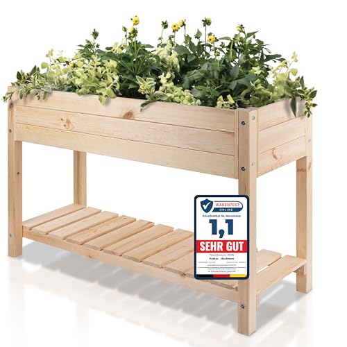 PATKAR® 117x40x78cm Hochbeet Holz [RÜCKENSCHONENDE HÖHE] - Premium hochbeet Balkon oder Garten (Made in Europe) - Pflanzkasten Hochbeete-Kit - Kräuterbeet Balkon Hochbeet - Hochbeete für Garten Holz von PATKAR
