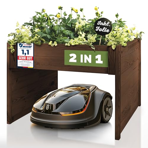 PATKAR® Mähroboter Garage 79x73x56cm [WITTERUNGS & UV-BESTÄNDIG] - Hochwertige Garage Mähroboter (Made in Europe) - Rasenroboter Garage für Mähroboter - Rasenmäher Garage - Rasenmäher Roboter Garage von PATKAR