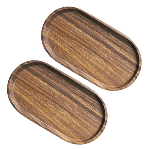 PATKAW 2Pcs Wooden Decorative Tray Retro Style Food Dinner Dish Tray Wood Breakfast Oval Tray Fruit Vegetable Plate Jewelry Storage Dish for Home Kitchen Bedroom von PATKAW