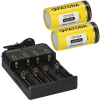 2x Patona Li-Ion 3,7V Akku CR123A 700mAh 2,59Wh + Lader von PATONA
