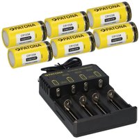 6x PATONA Li-Ion 3,7V Akku CR123A 700mAh 2,59Wh + Lader von PATONA