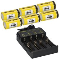 6x PATONA Li-Ion 3,7V Akku CR123A 700mAh 2,59Wh + Lader von PATONA