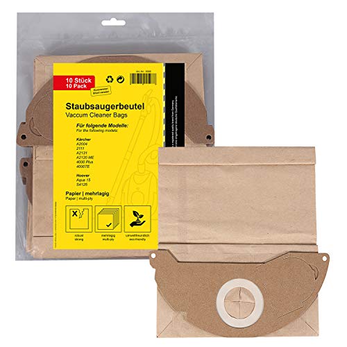 PATONA 10x Papier Staubsaugerbeutel kurz Kompatibel mit Kärcher A2004 A2131 A2120 ME 4000 Plus von PATONA