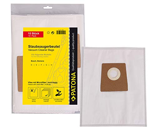 PATONA 10x Staubsaugerbeutel passend für Bosch Typ D E F G H BBS 6310..6999 BSD 0000...9999 Staubsauger, langlebiger Ersatzbeutel, Vlies mehrlagig, inkl. Microfilter PATONA 10x Staubsaugerbeutel passend für Bosch Typ D E F G H BBS 6310..6999 BSD 0000...9999 Staubsauger, langlebiger Ersatzbeutel, Vlies mehrlagig, inkl. Microfilter von PATONA