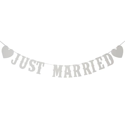 1 Stück Just Married Girlande Banner mit Seil,5m Hochzeitsgirlande Vintage Rustikal Wimpelkette,Girlande Braut-Dusche Dekoration,Frisch Verheiratet Wimpelkette,Für Hochzeit von PATRICKWHITE