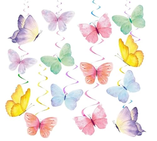 28 Stück Schmetterling Hängende Wirbel, Bunte Hängend Wirbel Schmetterlinge Deko,Geburtstag Deko Schmetterlinge Mädchen für Frühling Sommer Party,Hochzeit von PATRICKWHITE