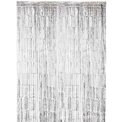 6 Stück Lametta Vorhang Silber,1m x 2m Glitzer Lametta Vorhänge,Glitzer Party Vorhang, Glitzer Curtain,Folien Fransen Hintergrund,Für Geburtstag,Party Dekoration von PATRICKWHITE