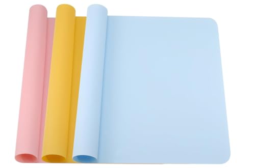 PATRICKWHITE 3 Stück Silikonmatte 40x30cm, rutschfeste Antihaft Waschbare Bastelunterlage, Silikon Tischmatte, Malunterlage für Kinder Malen, Gießharz, Epoxidharz Handwerk, DIY(3 Farben) von PATRICKWHITE