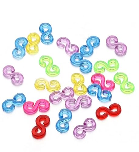 PATRICKWHITE 500 Stück S Clips Bunt Loom Bänder Zubehör, Verschlüsse Clips, Plastik Gummibänder Clips, DIY Rubber Band Schmuck Fasteners Für Armbänder Häkelnadeln,Verschlüsse für Armbänder von PATRICKWHITE