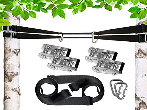 PATRON® BETWEEN SECURITY 10m zum Hängen zwischen Bäumen mit Sicherheitsfunktion - Belastbarkeit 2200 kg inkl. 2 Premium Delta Karabiner, Polyester, abnehmbar und erweiterbar, PAT Bandlänge:10m von PATRON