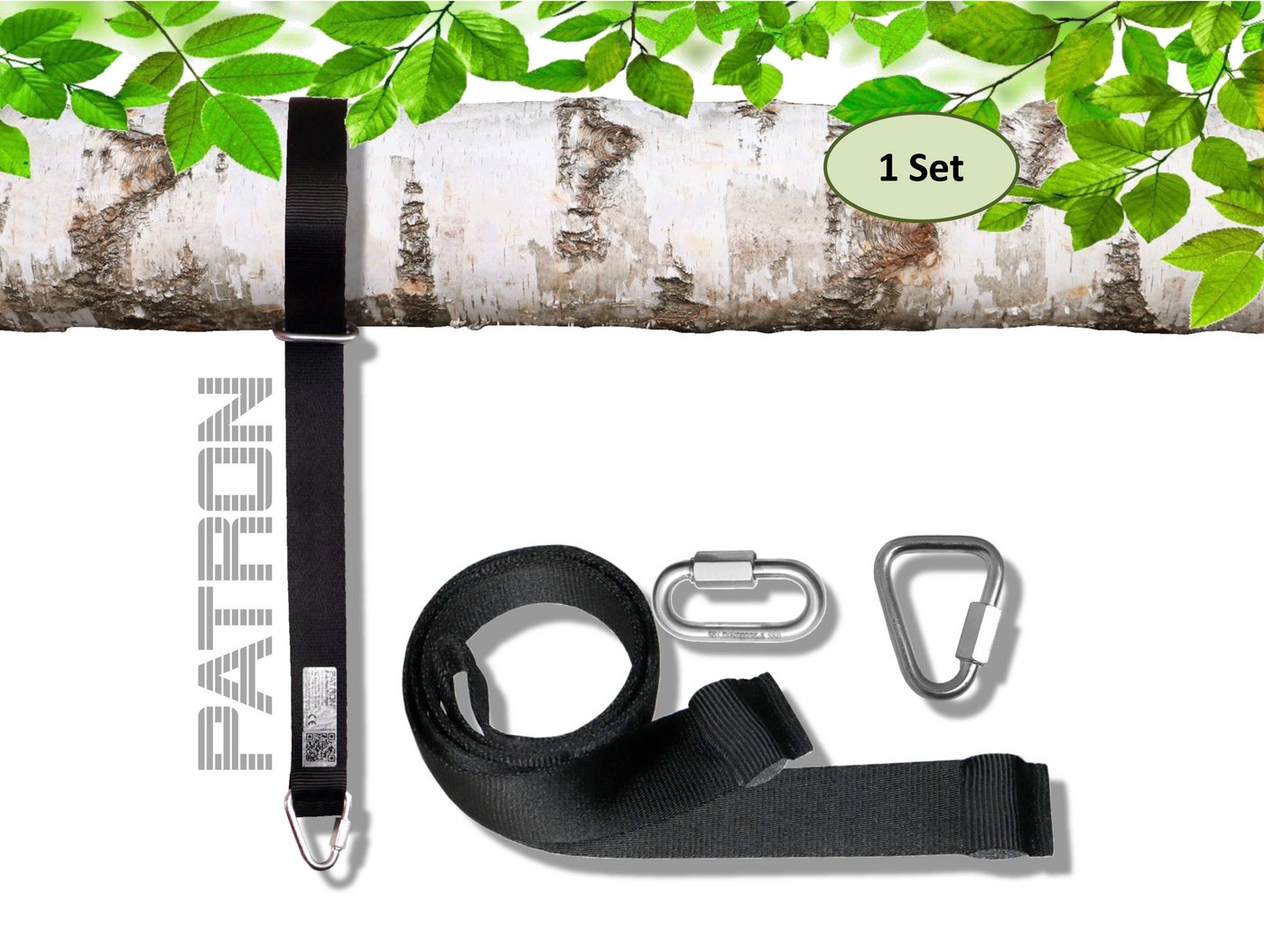 PATRON Schaukelhaken PATRON® Baumschlinge 4m Made in Germany 2 Karabiner Gratis Hightech von PATRON