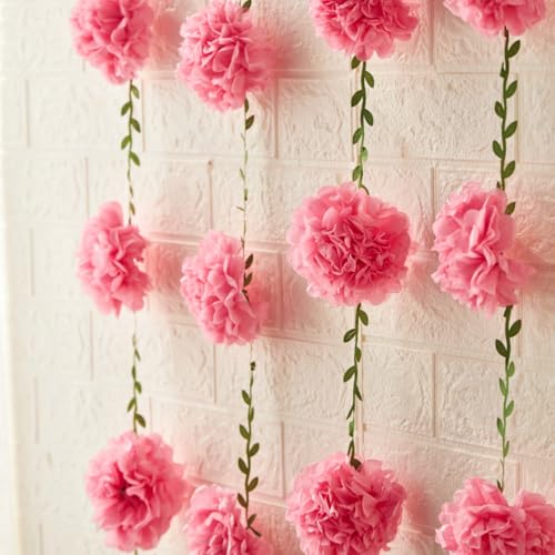2 Stück Blumengirlande Deko Papier, Rosa Blumen Girlande Deko mit Grünen Blättern, 2.5 Meters Blumen-Pompon-Girlande, Frühlingsgirlande Kunstblumen Girlande für Wand Hochzeit Party Garten Deko 2 Stück Blumengirlande Deko Papier, Rosa Blumen Girlande Deko mit Grünen Blättern, 2.5 Meters Blumen-Pompon-Girlande, Frühlingsgirlande Kunstblumen Girlande für Wand Hochzeit Party Garten Deko von PATTEPOINT