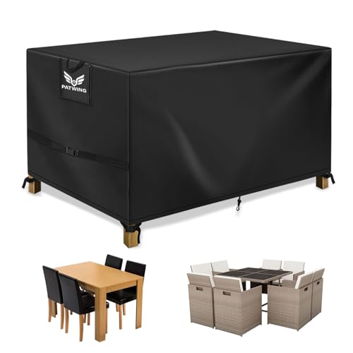 PATWING Gartenmöbel Abdeckung,600D Oxford Gewebe Abdeckhauben für Möbelsets,asserdicht,Winddicht,UV-Beständiges Abdeckung Gartenmöbel Winterfest für Sitzgruppe Gartentisc (120*60*90cm) von PATWING